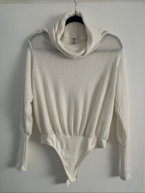 Free People Cream Waffle Knit Top